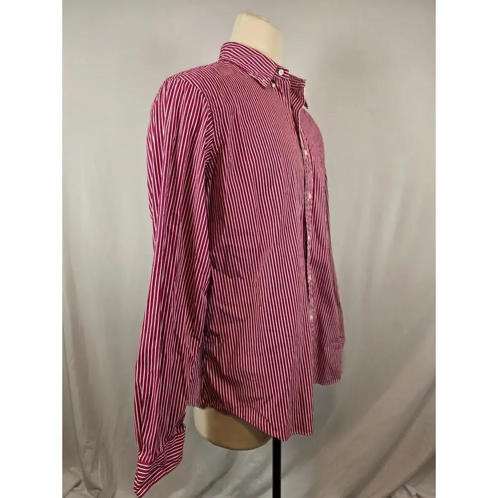 Polo Ralph Lauren Custom Fit Button Shirt Red White Stripe Men's XXL